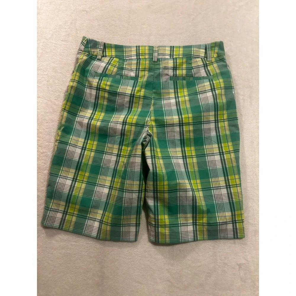 Jones New York Shorts Women's 10 Bermuda‎ Green Plaid Summer Bright Casual